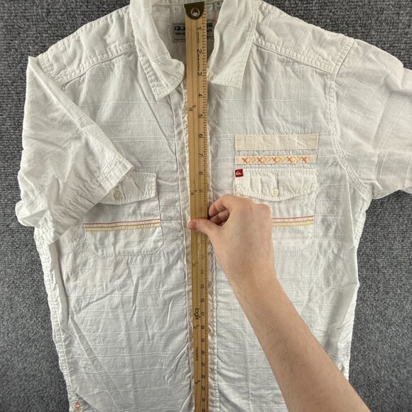 Quiksilver Check Short Sleeve Cotton Small White Shirt Surf Button Up Mens Adult - Picture 4 of 13
